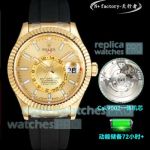 N+ Swiss Replica Rolex Gain Weight Skywalker Champagne Dial Rubber Strap 9002 Men Watch 